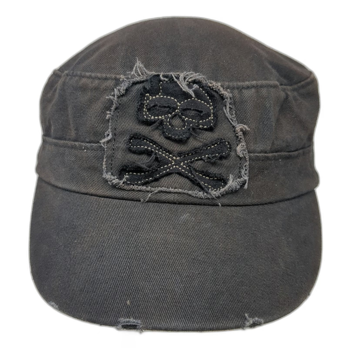 Walt Disney World Army Cap Black One Size Skull Crossbones Patch Cotton Brim Hat