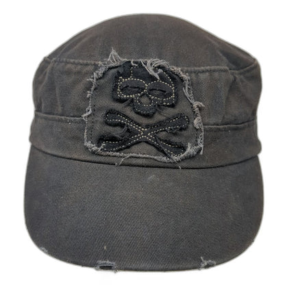 Walt Disney World Army Cap Black One Size Skull Crossbones Patch Cotton Brim Hat