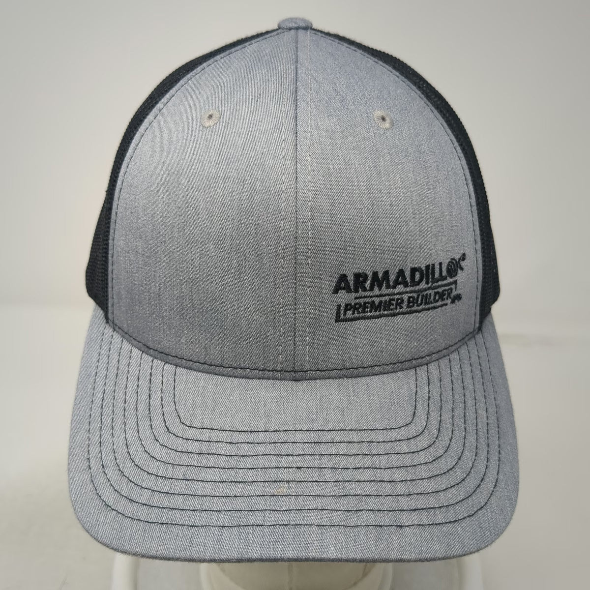 Richardson Trucker Hat Gray One Size Snapback Mesh Armadillo Premier Builder