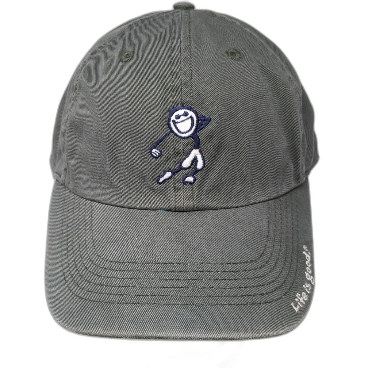 Life is Good Baseball Cap Green One Size Slideback Stick Figure Golfer Hat