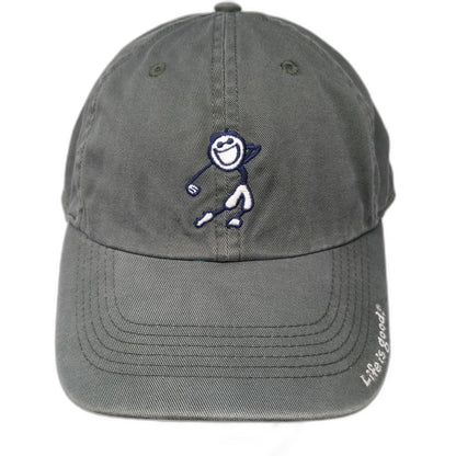 Life is Good Baseball Cap Green One Size Slideback Stick Figure Golfer Hat