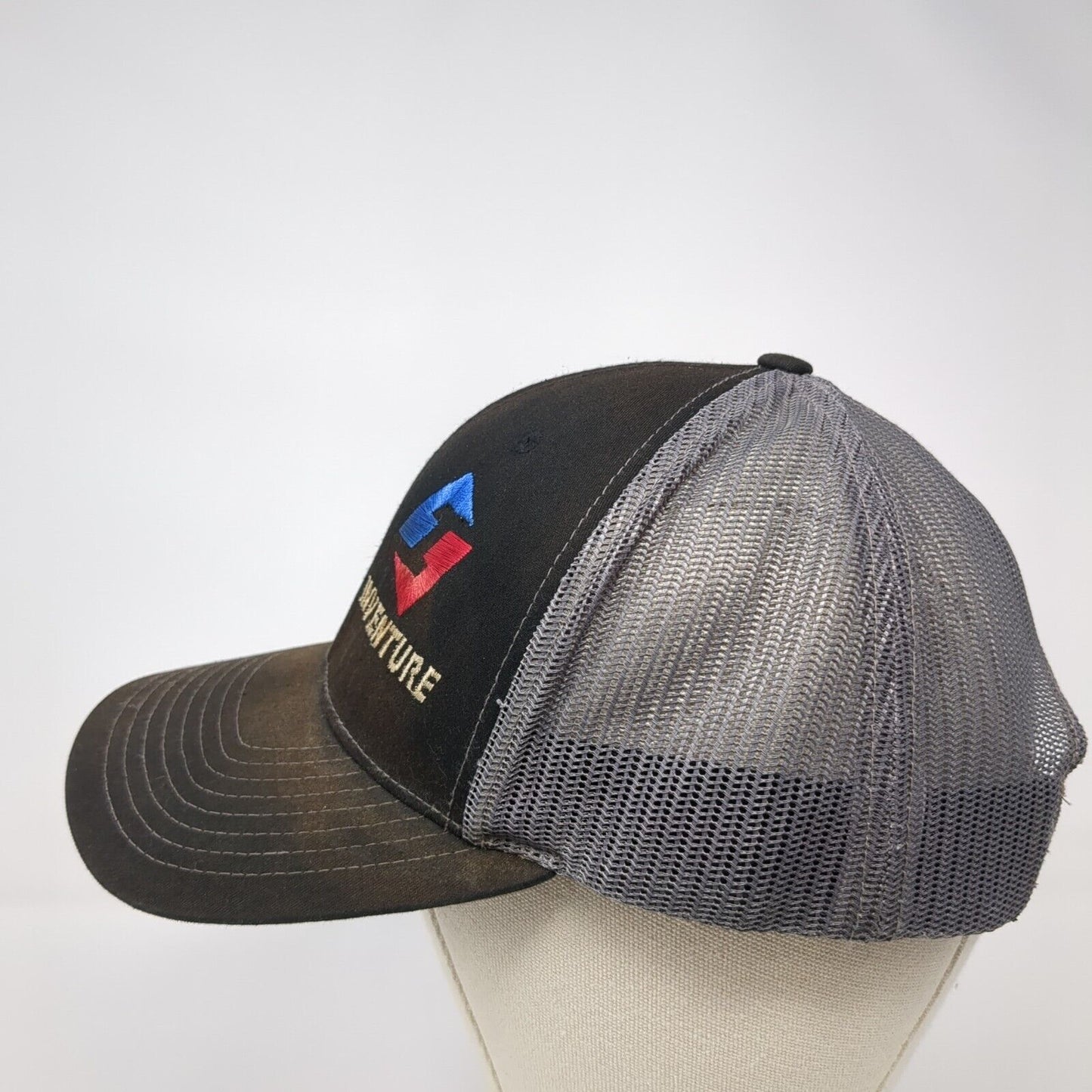 Inventure Snapback Trucker Hat Black One Size Adjustable Mesh Back Richardson