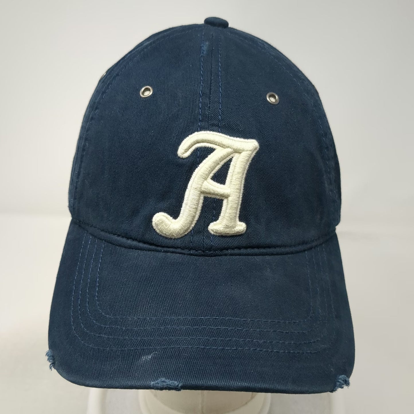 Abercrombie & Fitch Baseball Cap Blue One Size Embroidered Letter A Frayed Brim