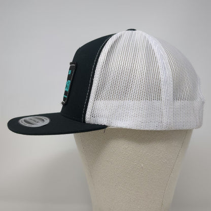 Yupoong Trucker Hat Black White Blue One Size Mesh Snapback Sheep Co Patch