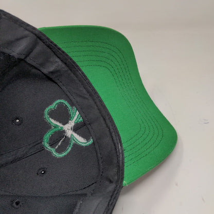 Unbranded Men's Strapback Hat Black Size OSFM Embroidered Clover Leaf Logo