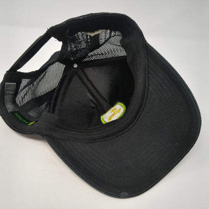 John Deere Snapback Trucker Hat Black One Size Adjustable Embroidered Mesh Back