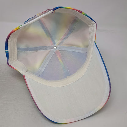 Blue Rainbow Glitter Sparkle Snapback Hat One Size Shiny Colorful 6 Panel