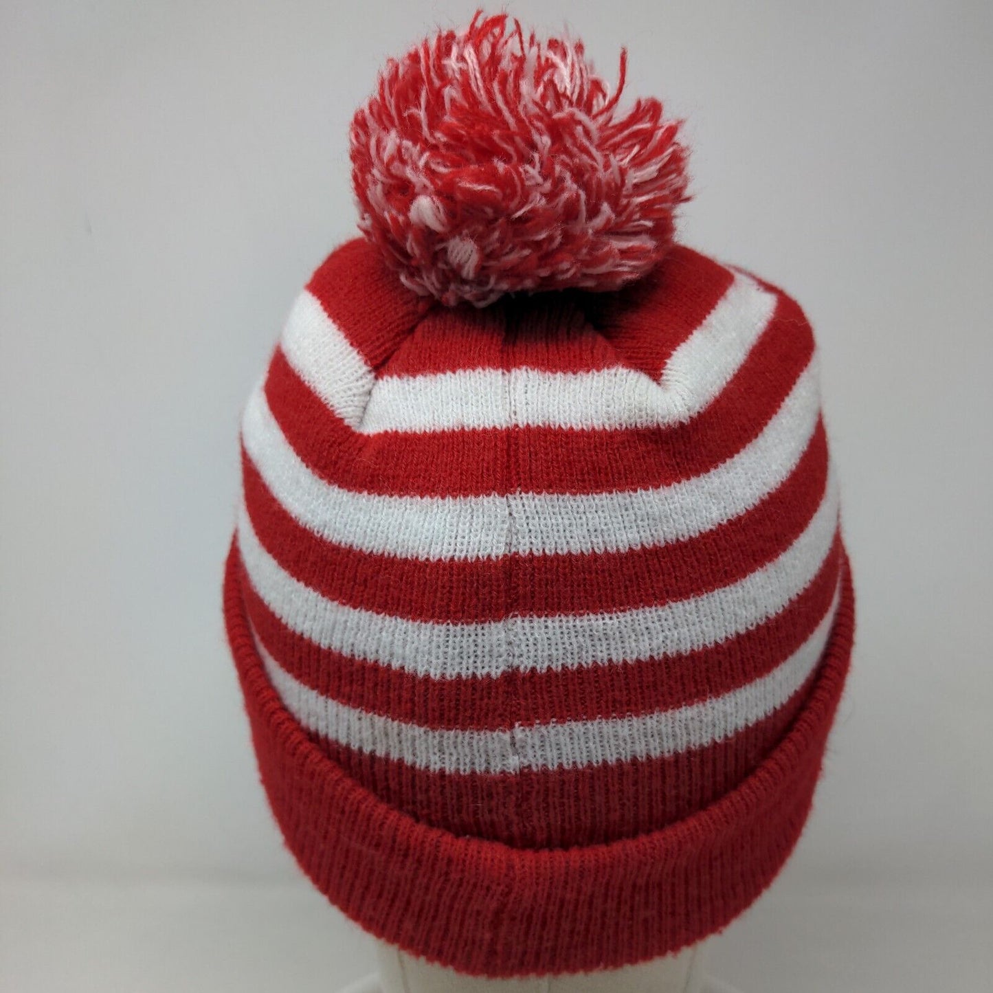 Unbranded Men's Knit Beanie Hat Red White Striped Embroidered M Indian Headdress