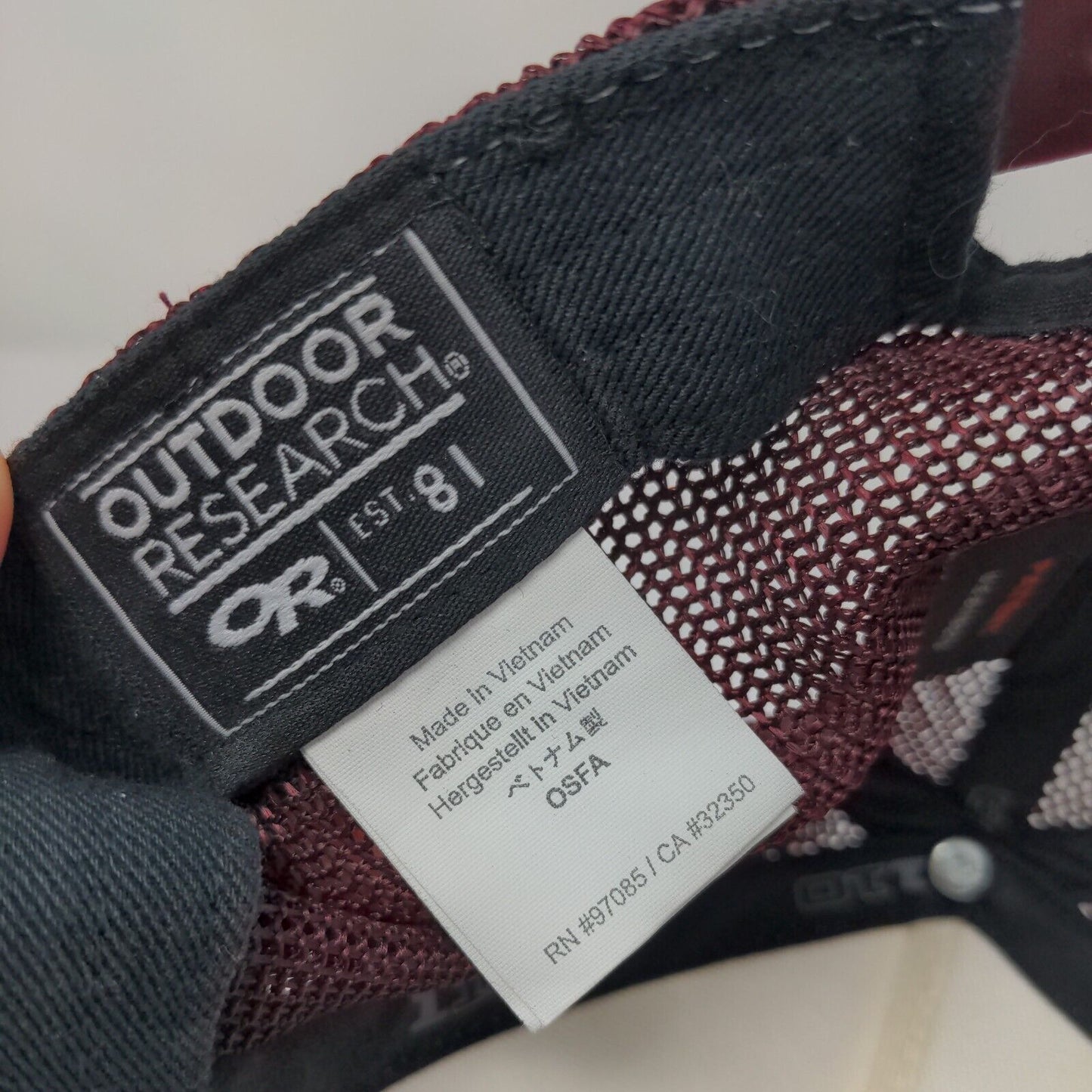 Happy Camper Snapback Trucker Hat Red OSFA Mesh Back Outdoor Research