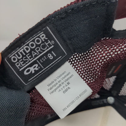 Happy Camper Snapback Trucker Hat Red OSFA Mesh Back Outdoor Research