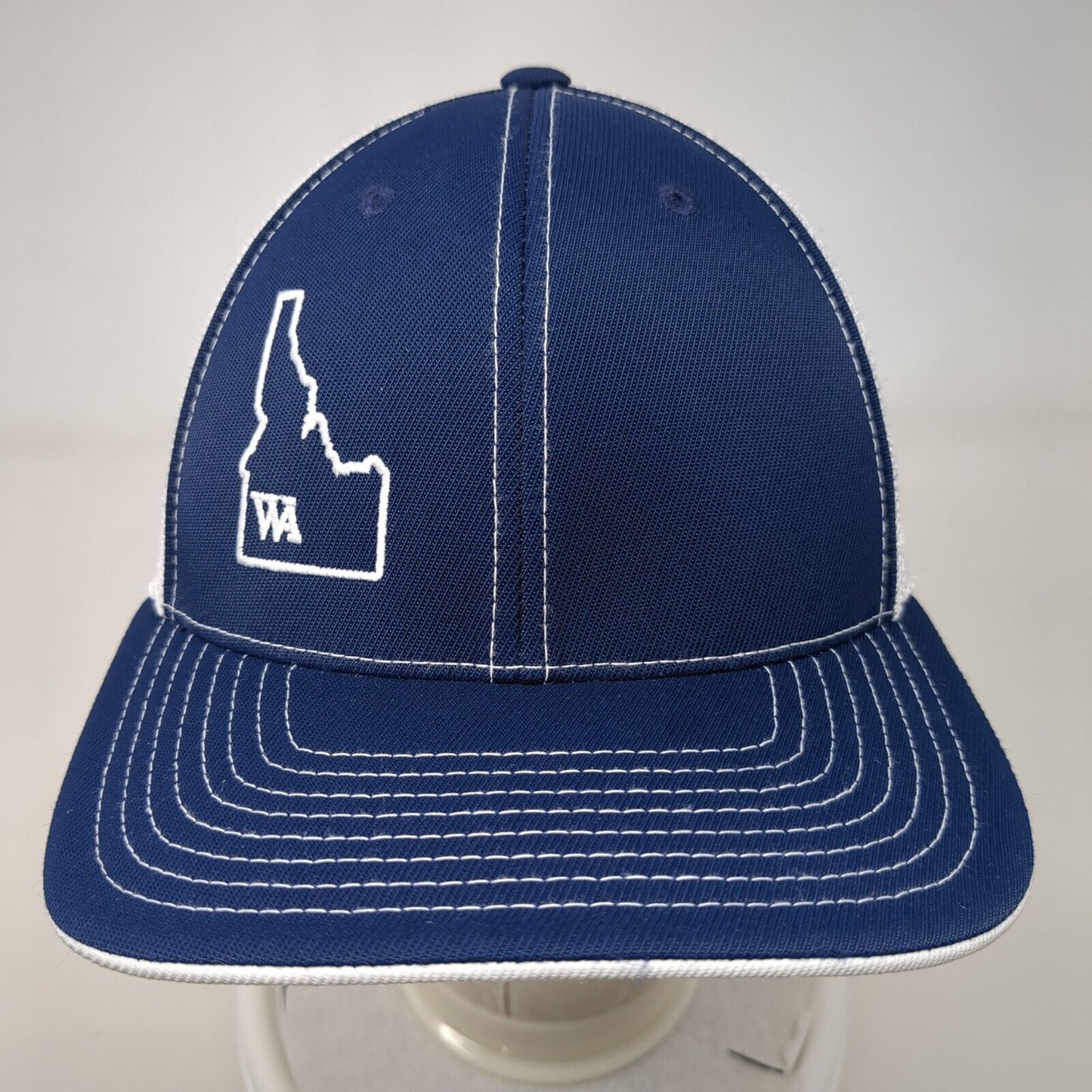 Idaho Fitted Mesh Back Trucker Hat Blue 6 7/8-7 3/8 Pacific Headwear