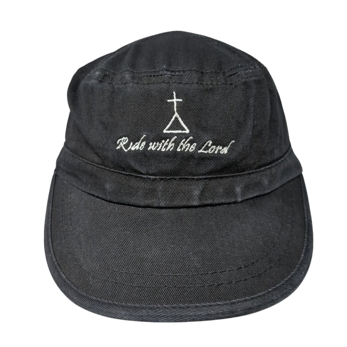 Ride with the Lord Strapback Cadet Army Hat Black One Size Adjustable
