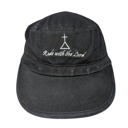 Ride with the Lord Strapback Cadet Army Hat Black One Size Adjustable