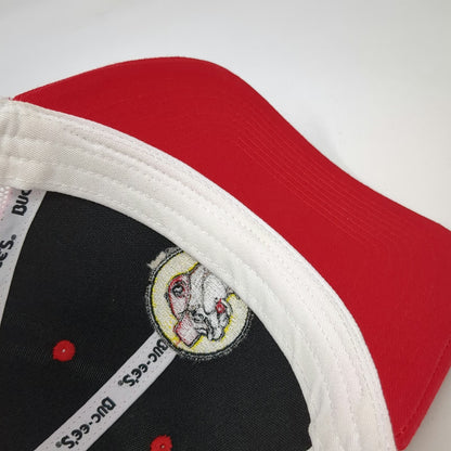 Buc-ee's Trucker Hat Red White One Size Mascot Patch Mesh Snapback Curved Brim