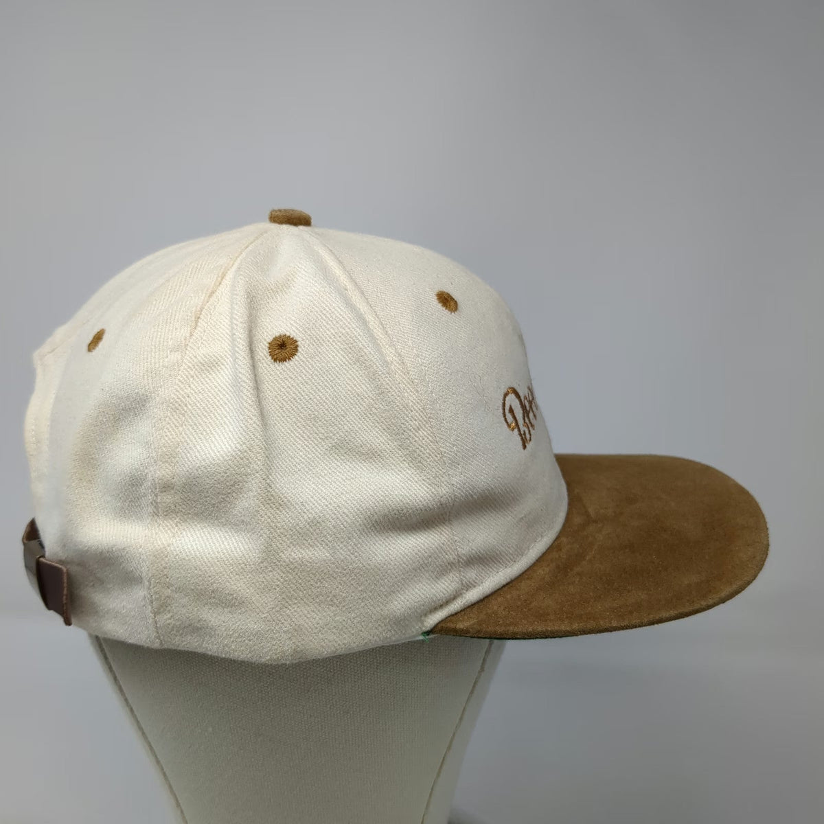 Swingster Baseball Cap Beige OSFM Beechcraft Suede Brim Leather Strapback Hat
