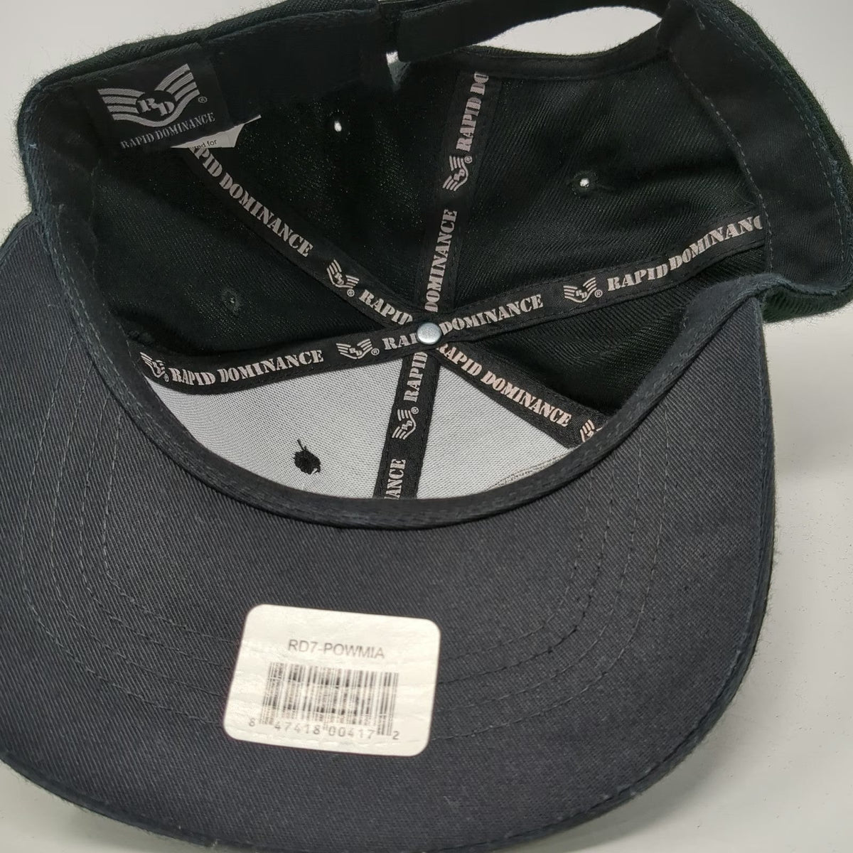 Rapid Dominance Baseball Cap Black One Size Strapback Hat POW MIA Veteran Logo