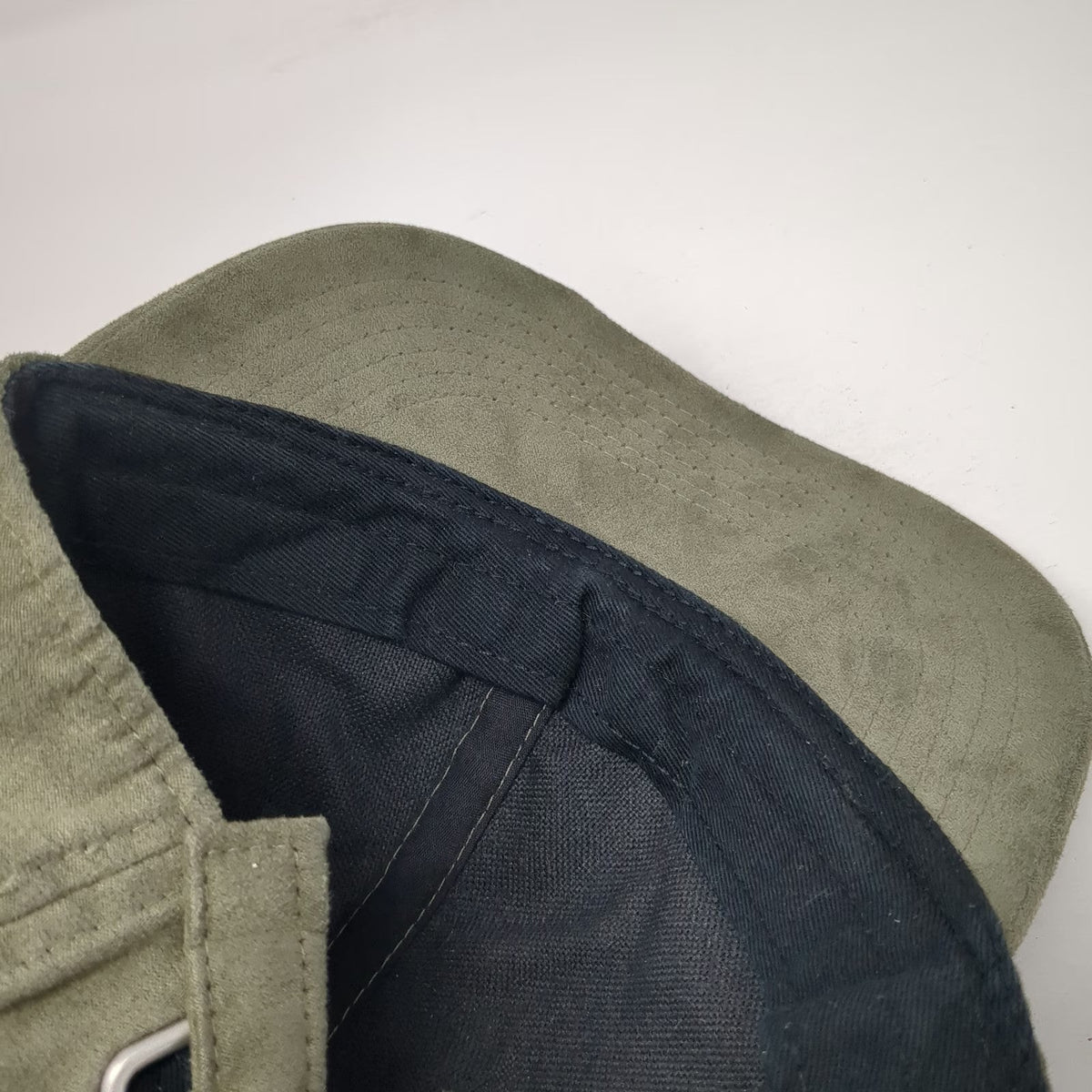 H&M Baseball Cap Green One Size Faux Suede Solid Blank Hat Polyester Slideback