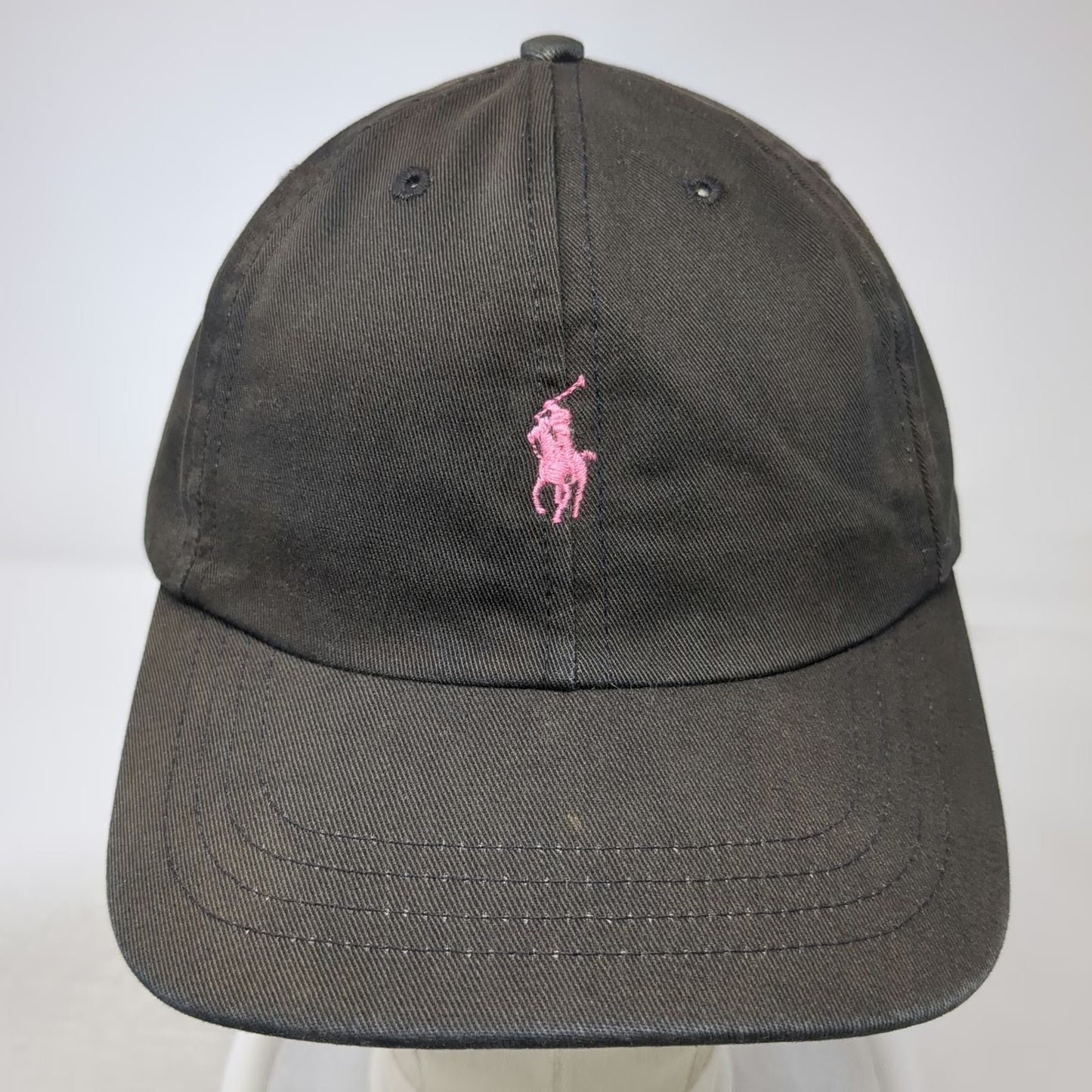 Ralph Lauren Black Label Black Pink Pony Embroidered Logo Slideback Hat Vintage