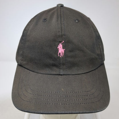 Ralph Lauren Black Label Black Pink Pony Embroidered Logo Slideback Hat Vintage