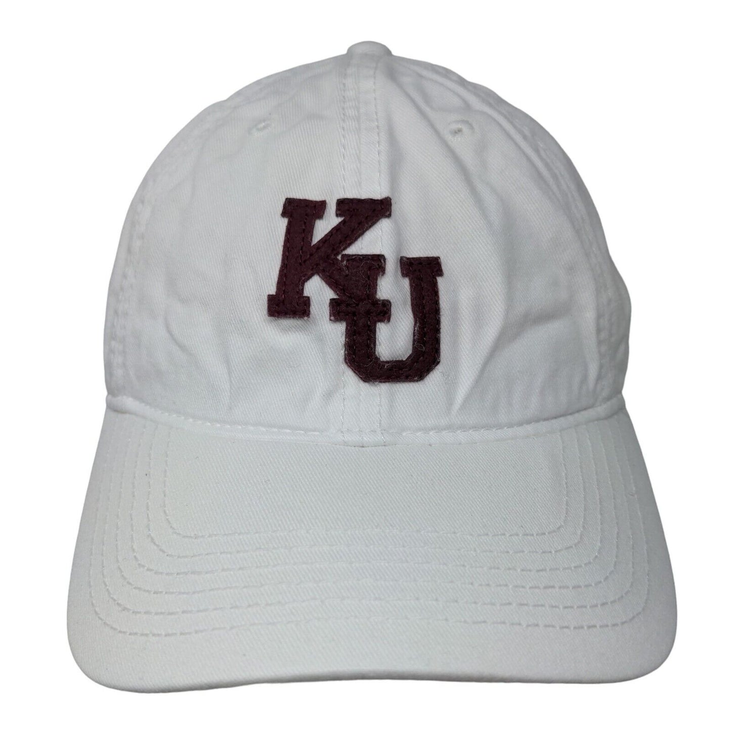 Legacy Men's Slideback Hat White Adjustable Patch KU Logo 100% Cotton