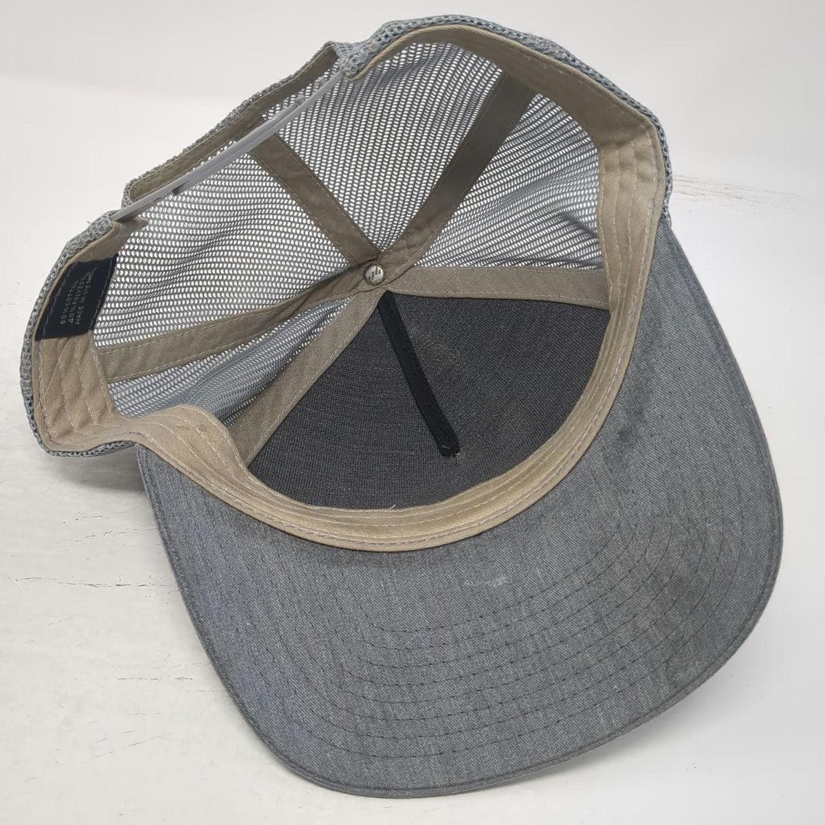 TravisMathew Trucker Hat Gray OSFM Mesh Back Snapback Striped California Logo