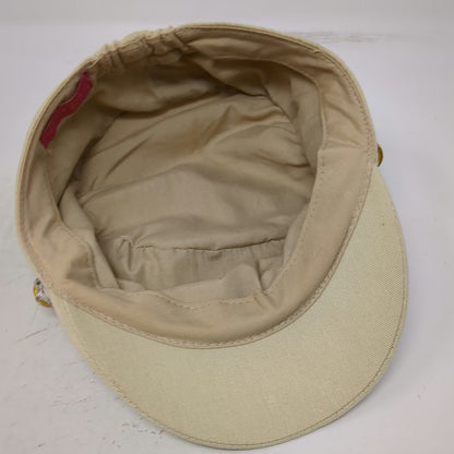 Lake Shore Drive Army Cap Beige One Size Gold Chain Floral Detail Ruched Hat
