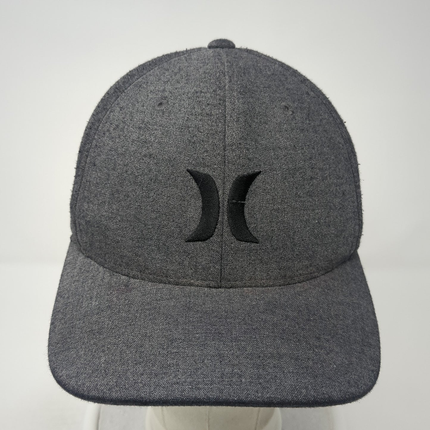 Hurley Embroidered Logo Fitted Hat Gray XL Flexfit Yupoong Vent Holes
