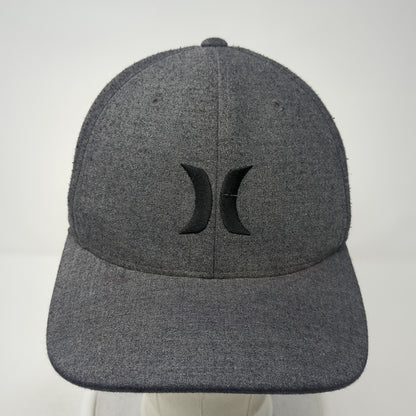 Hurley Embroidered Logo Fitted Hat Gray XL Flexfit Yupoong Vent Holes