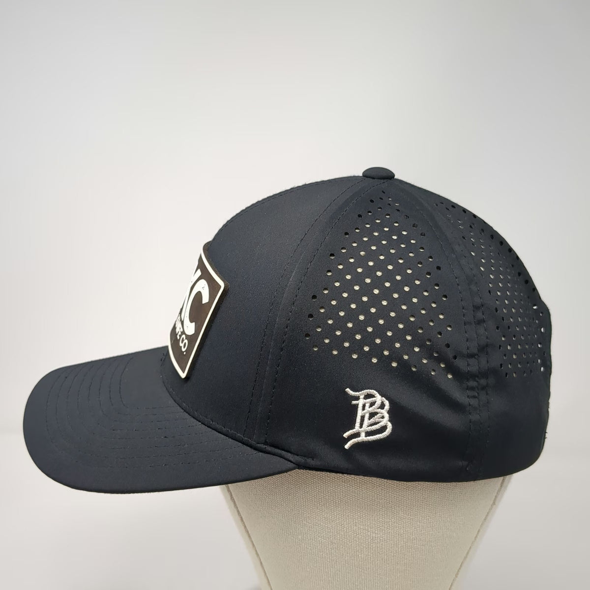 Branded Bills Baseball Cap Hat Black OSFM Strapback Perforated Montana Knife Co