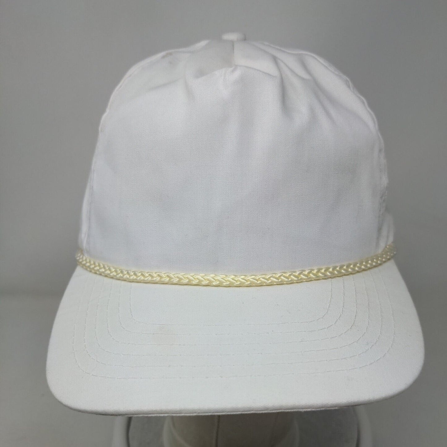 Otto Slideback Rope Hat White OSFA Adjustable Leather Strap Blank