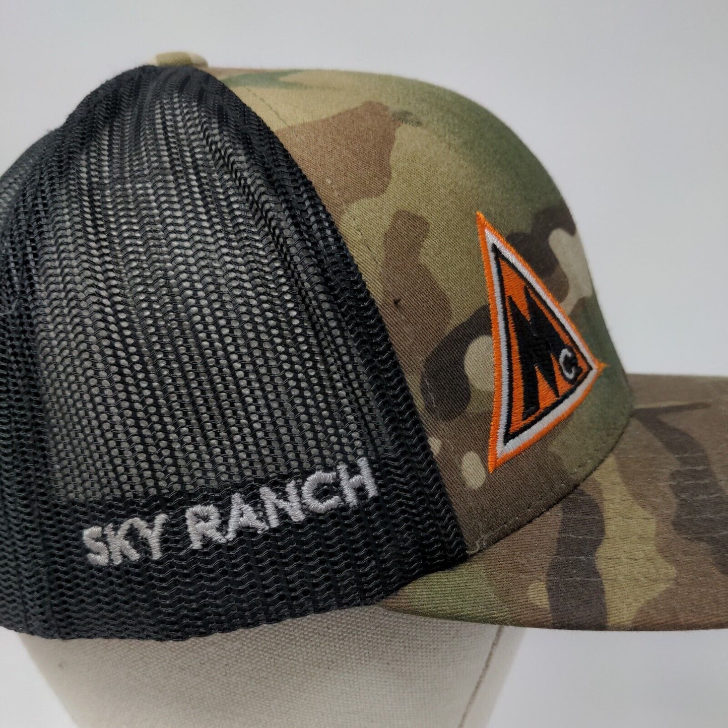 Sky Ranch Snapback Mesh Back Trucker Hat Camo OSFA Embroidered Logo