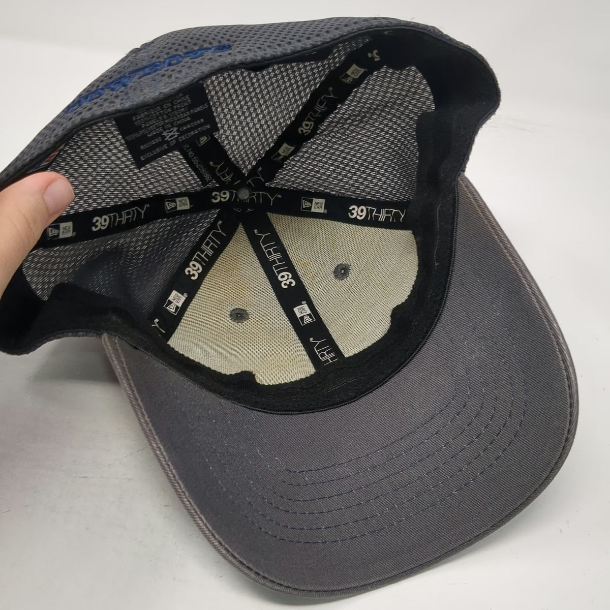 New Era NFL Dallas Cowboys Hat Cap Gray L Mesh Stretch Fit Star Logo Blue Brim