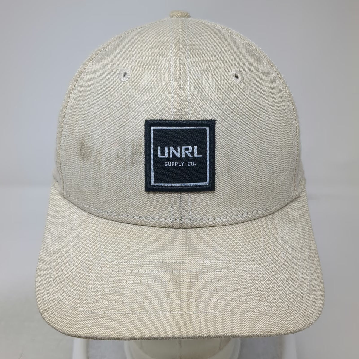 UNRL Snapback Beige One Size Square Patch Polyester Mid Pro Supply Co Hat