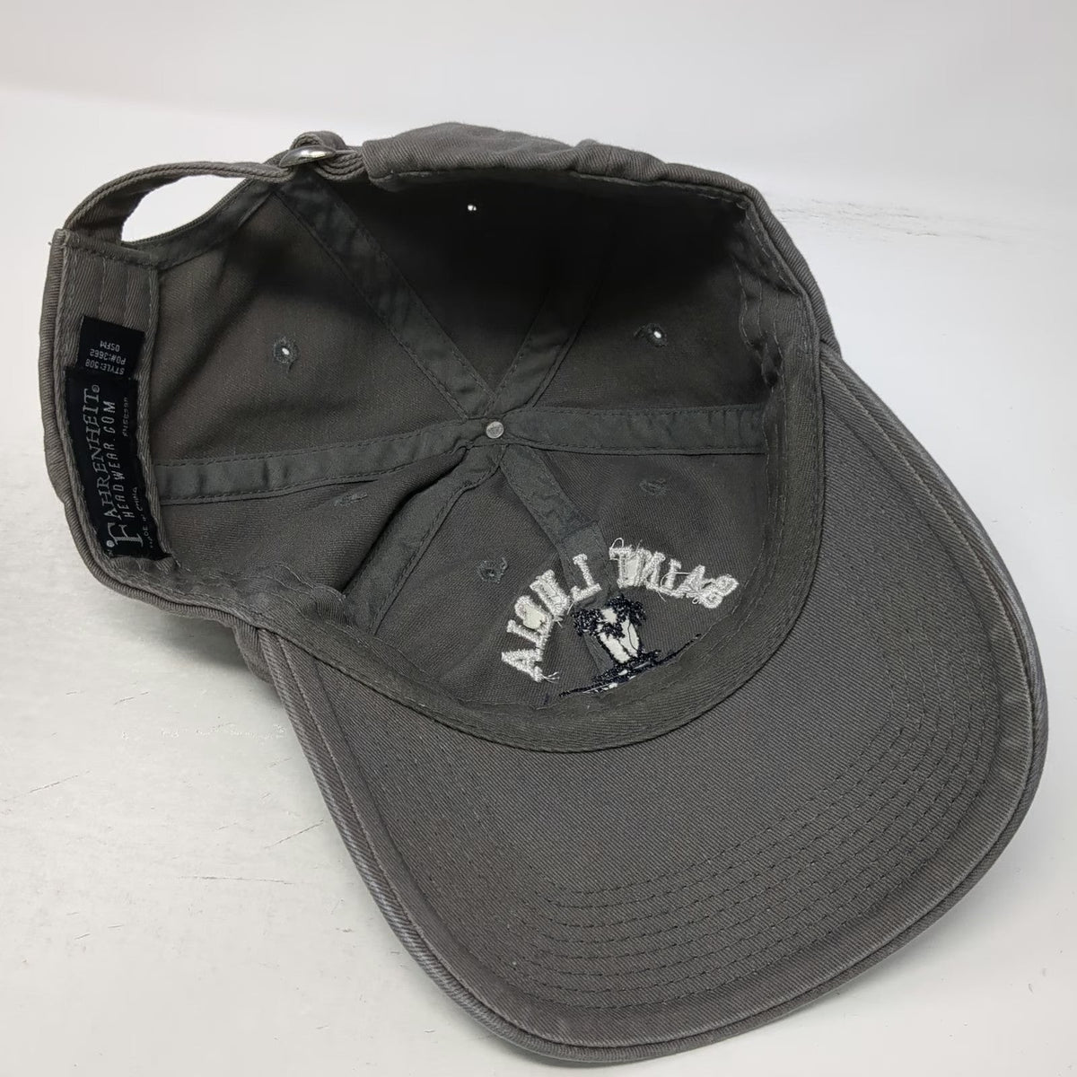 Fahrenheit Baseball Cap Gray One Size Saint Lucia Caribbean Palm Tree Cotton Hat
