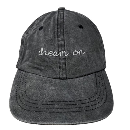 David & Young Women's Strapback Hat Gray Embroidered Dream On Logo Cotton