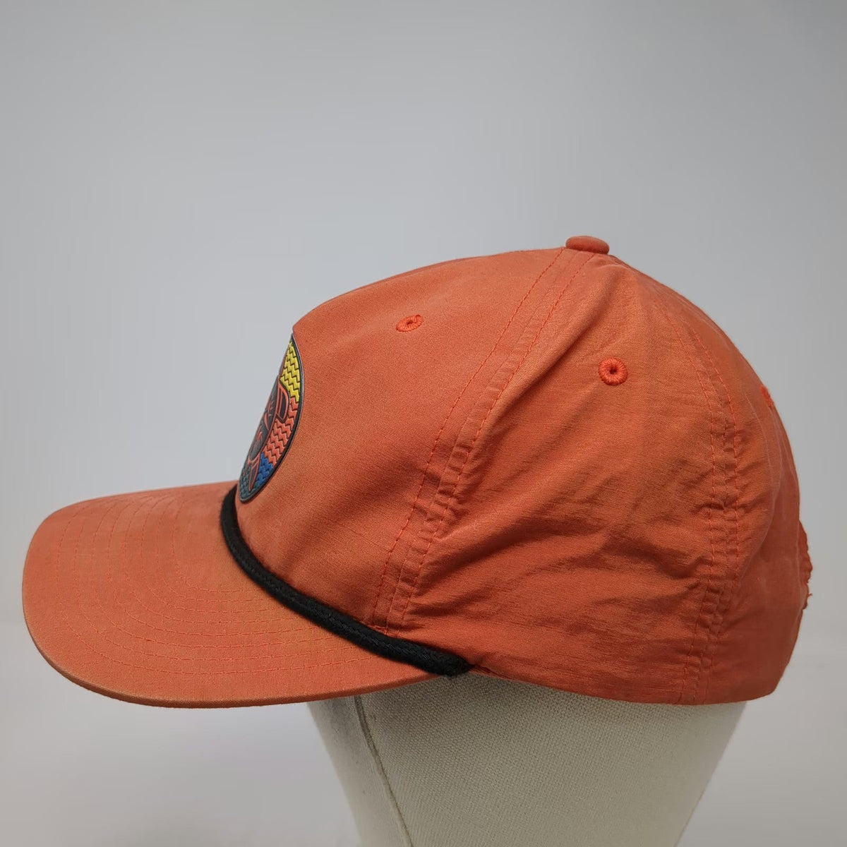 YOU KNOW! 5 Panel Orange One Size Hat Turtle Compass Rubber Patch Rope Snapback