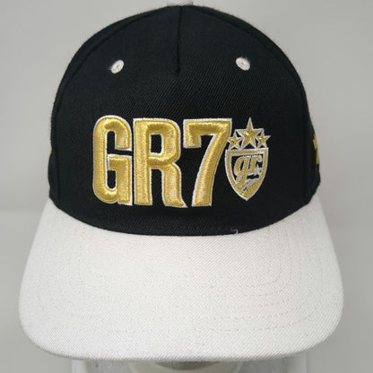 goldRush Rally 5 Panel Black One Size Hat Snapback Flat Brim GR7 Shield Logo