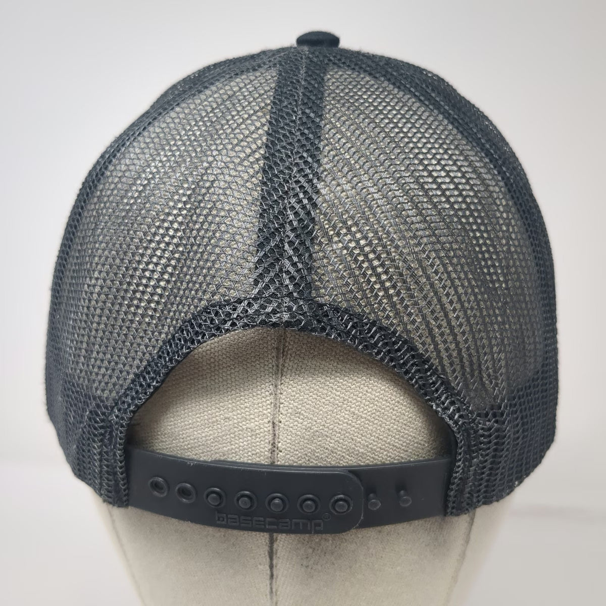 Basecamp Trucker Hat Black One Size Weather Guard Mesh Back Snapback Tools Logo