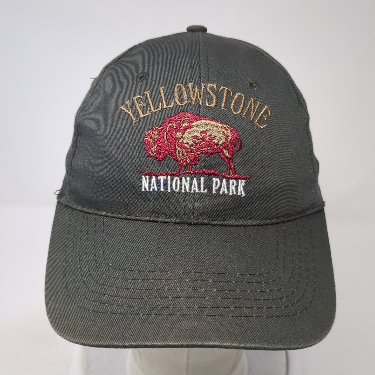 Yellowstone National Park Strapback Hat Gray One Size Embroidered ACE