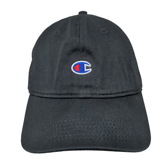 Champion Slideback Hat Black OSFA Adjustable Embroidered Vented Holes 6 Panel