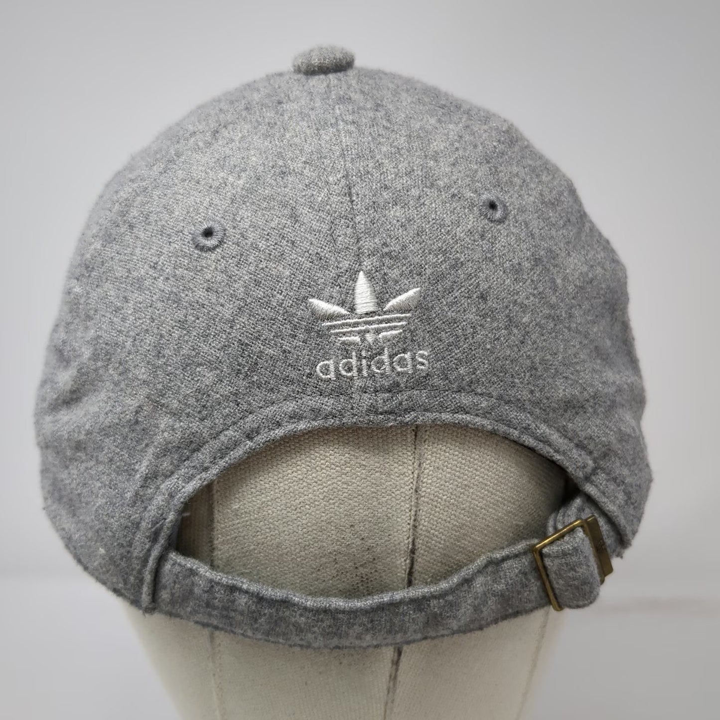 Adidas Baseball Cap Gray One Size Wool Blend Trefoil Embroidered Slideback Hat
