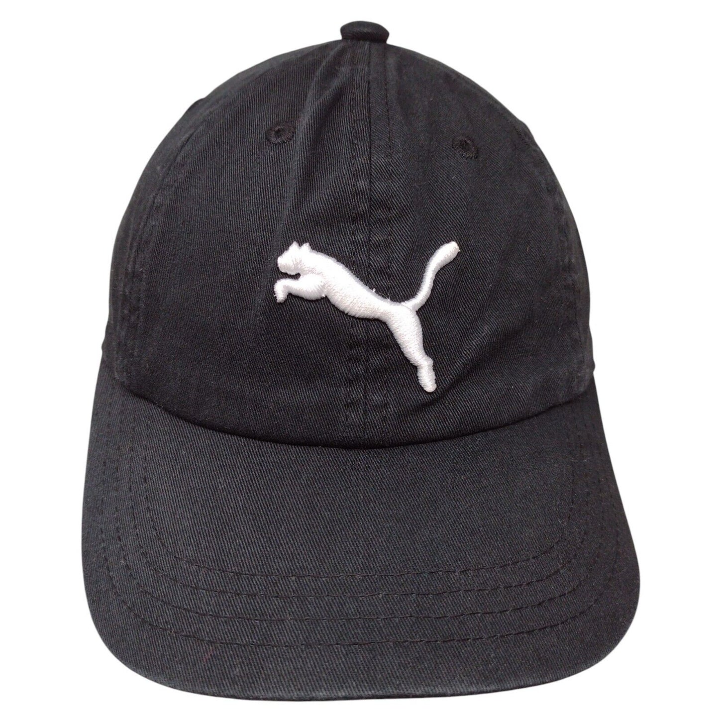 PUMA Strapback Hat Black Youth Adjustable Embroidered Solid 6 Panel