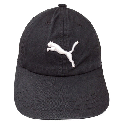 PUMA Strapback Hat Black Youth Adjustable Embroidered Solid 6 Panel