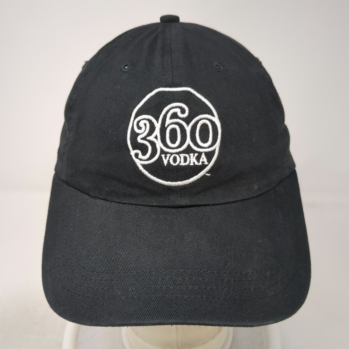 Cap America 360 Vodka Baseball Cap Black One Size Embroidered Logo Strapback Hat