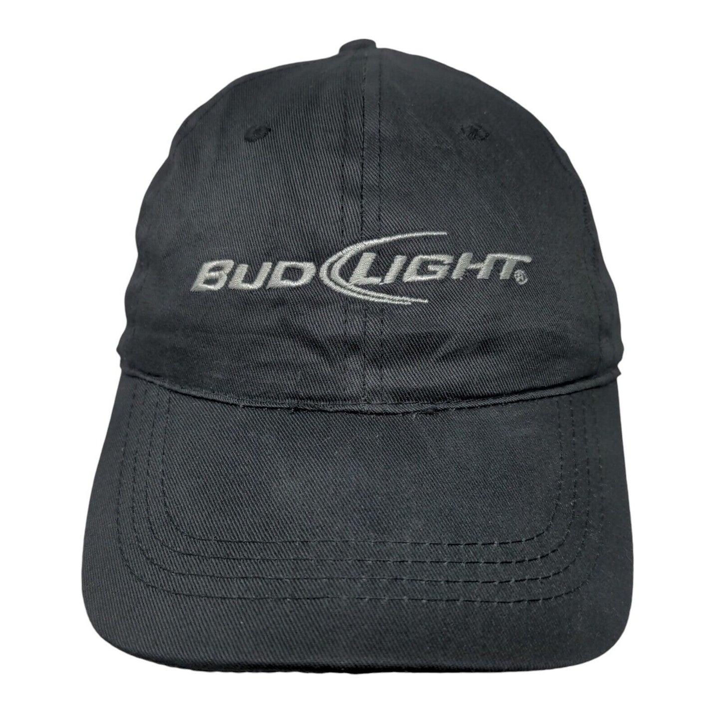 Bud Light Strapback Hat Black OSFA Adjustable Embroidered 6 Panel Cotton