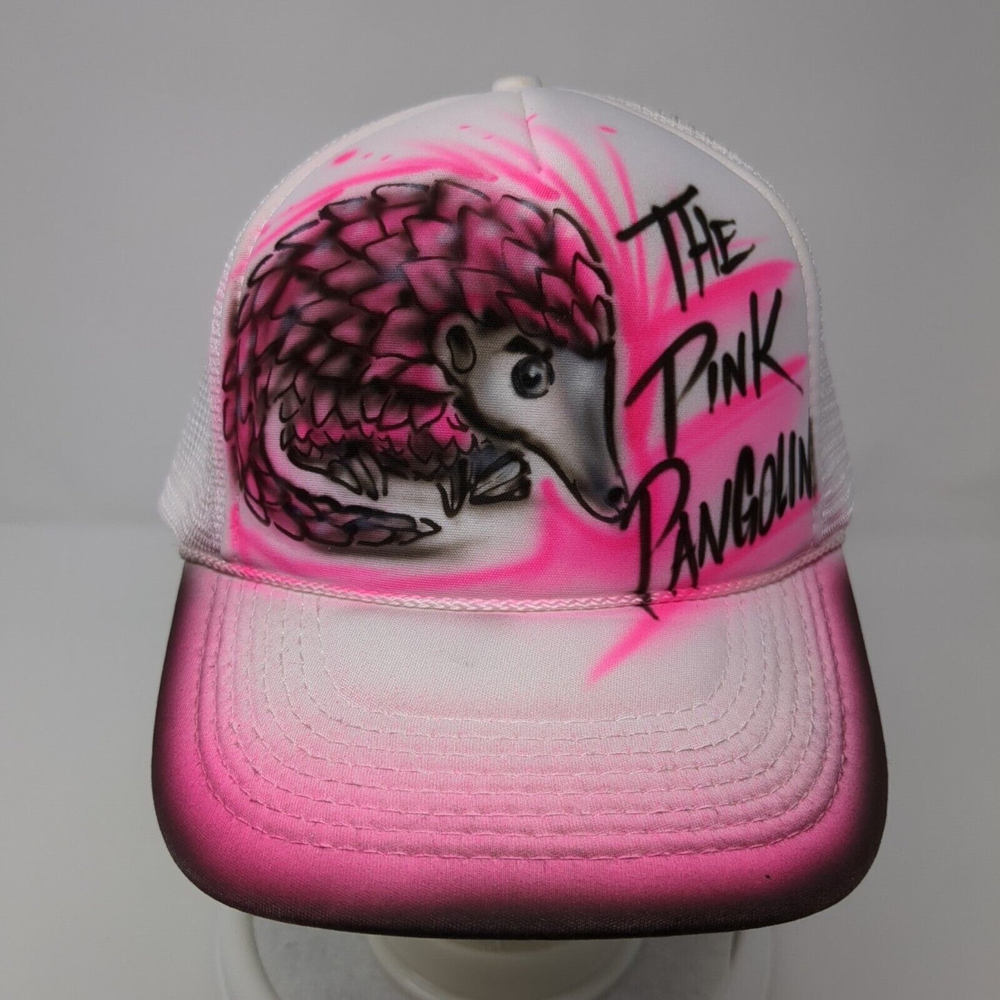 The Pink Pangolin Snapback Trucker Hat Multicolor OS Adjustable Mesh Back Rope