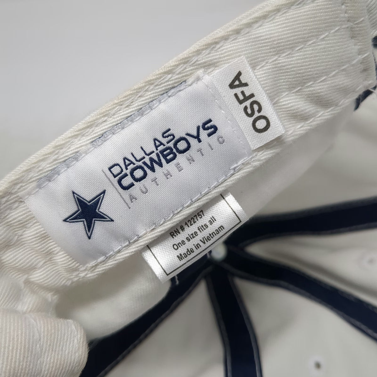 Dallas Cowboys NFL Authentic Baseball Cap White One Size Blue Star Hat Slideback