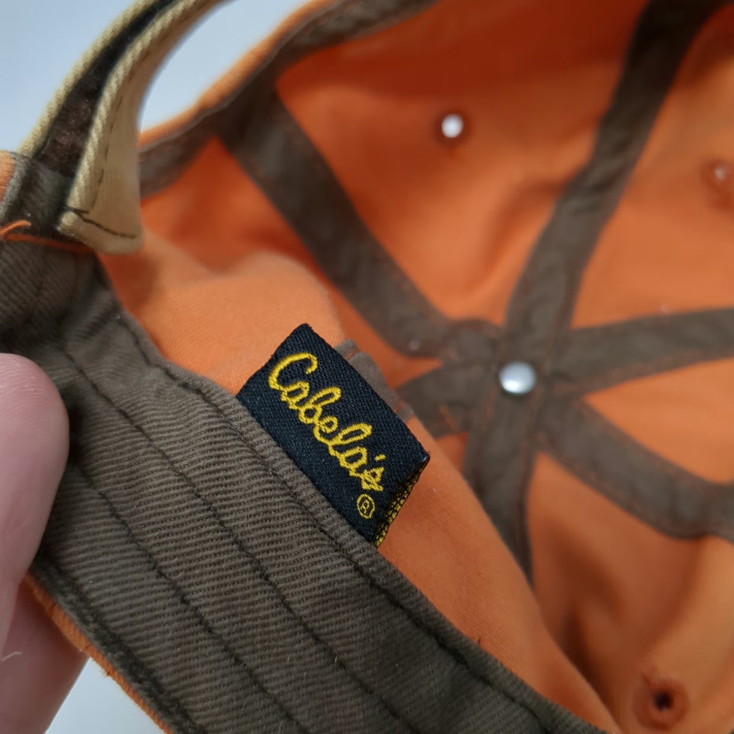 Cabela's Baseball Cap Orange One Size Strapback World's Foremost Outfitter Hat