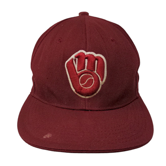 Milwaukee Brewers Fitted Hat Red Size 7 1/4 MLB 1Pro Top Cap Embroidered Logo