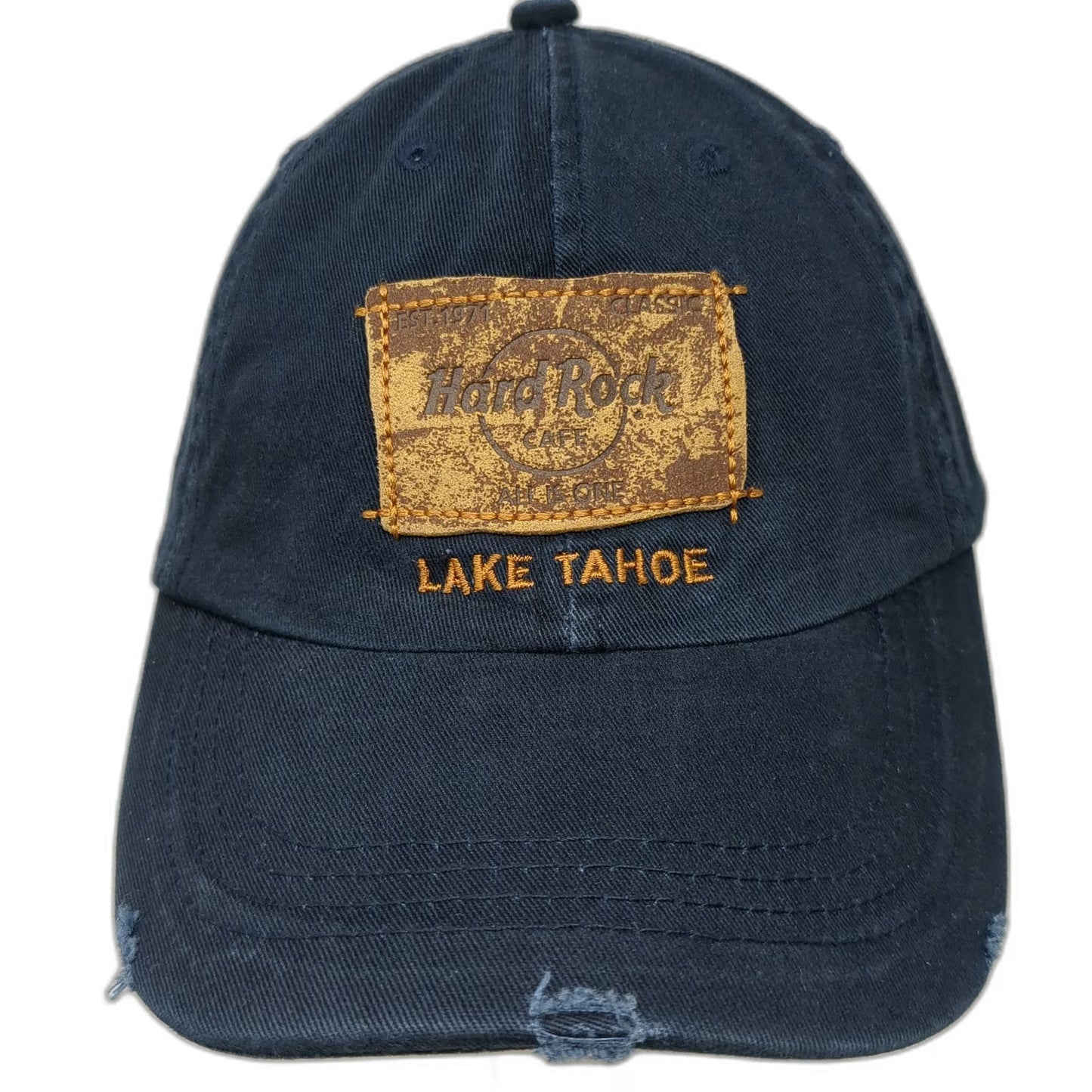 Hard Rock Cafe Baseball Cap Blue Brown One Size Distressed Lake Tahoe Patch Hat